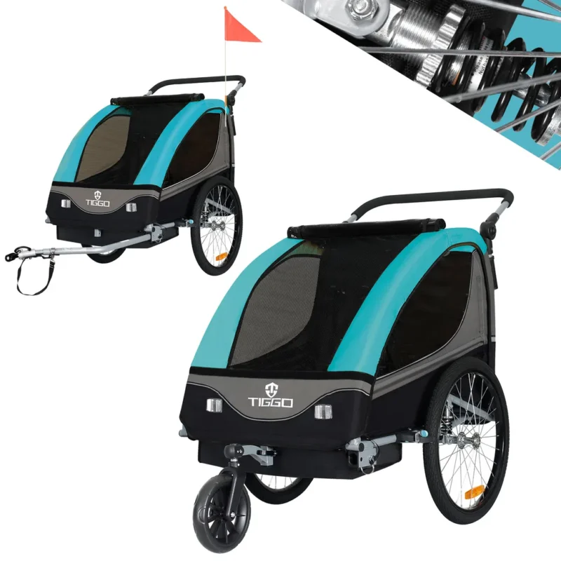 Tiggo S2 Kinderanhänger mit Federung Jogger 2 in 1 Kinder Buggy Fahrradanhänger Anhänger 1 bis 2 Kinder Kinderanhänger 60502 – Bild 4