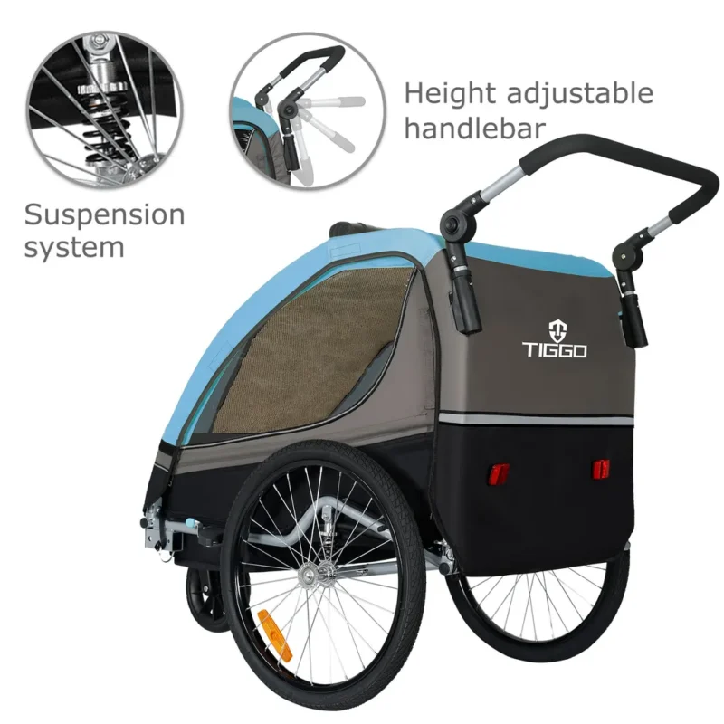 Tiggo S2 Kinderanhänger mit Federung Jogger 2 in 1 Kinder Buggy Fahrradanhänger Anhänger 1 bis 2 Kinder Kinderanhänger 60502 – Bild 2