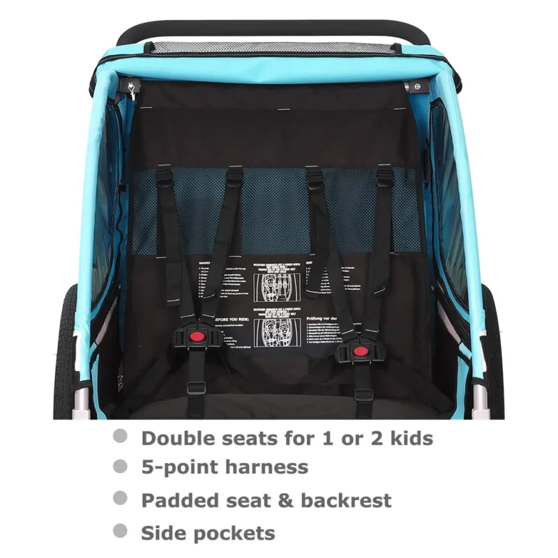 Tiggo S2 Kinderanhänger mit Federung Jogger 2 in 1 Kinder Buggy Fahrradanhänger Anhänger 1 bis 2 Kinder Kinderanhänger 60502 – Bild 6